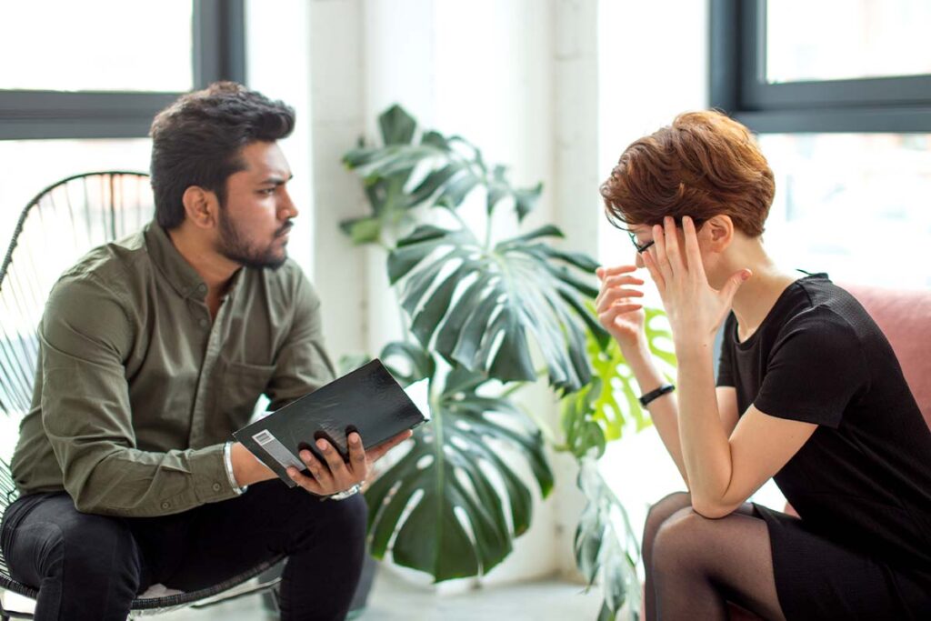 woman takes part in behavior therapy