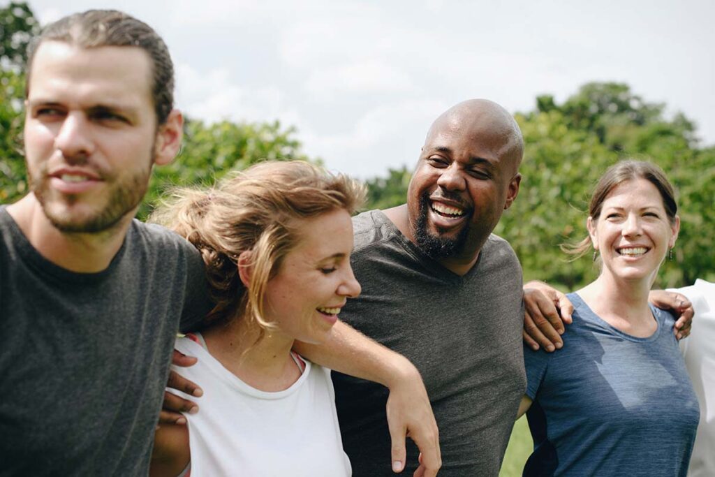 Men and woman participating in substance abuse therapy activities