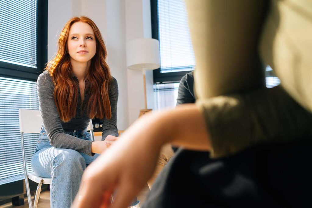 Woman in therapy learns about what to expect from detox